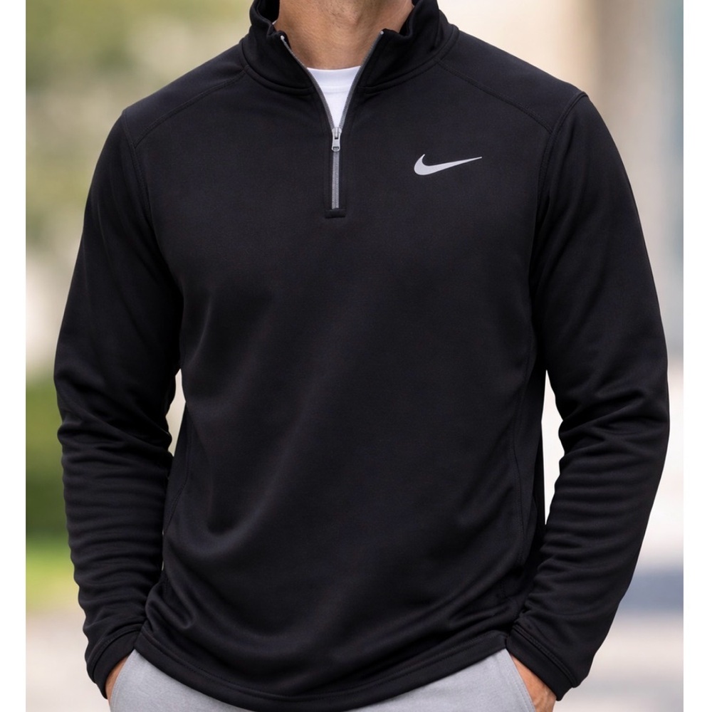 Nike Therma-FIT Men’s Black 1/4 Zip Pullover Sz L Running Athletic Golf Gym